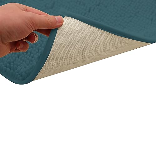 Non-Slip Bath Rug,Extra Soft Microfiber Bedroom Shag Carpet with Anti-Slip Backing,Water/Dust Absorbent Fast Dry Shower Mat,Sound Insulated Stairs Pad,Machine Washable (Turquoise,12 x 24 Inches) - color: Turquoise, size: 2' x 1' (Rectangular)