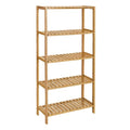 SONGMICS Bamboo Storage Shelf, 5-Tier Shelving Unit, Multifunctional, in The Entryway, Bathroom, Living Room, Balcony, Kitchen, 10.2 x 23.6 x 51.2 Inches, Light Bamboo UBCB35Y - color: Light Bamboo, size: 5 Tiers (10.2"D x 23.6"W x 51.2"H)