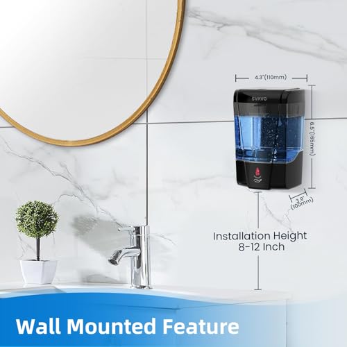 SVAVO Automatic Soap Dispenser Wall-Mounted, Hand Soap Dispenser Touchless Electric Sensor Pump Battery Operated for Office Home Kitchen Bathroom, Hotel Restaurant, 600ml/21fl.oz - color: Black+brown, size: 600ml