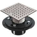 4 Inch Shower Floor Drain with Flange - Square Shower Drain with Hair Strainer - Removable Grid Strainer Cover - SUS304 Stainless Steel - Brushed Nickel - color: Brushed Nickel