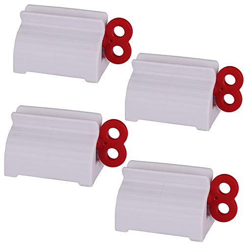 XYKEEY Toothpaste Tube Roller - Manual Squeezer Tool, Toothbrush Squeezers, Clip Holder Stand Winder (Red) - color: Red