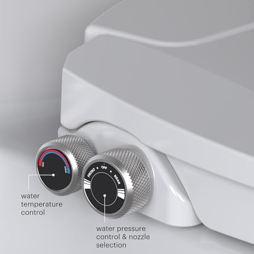 Brondell Swash Bidet Toilet Seat, Non-Electric, Dual Temperature, Fits Round Toilets, White – Dual Nozzle System – with Easy Installation - size: Round, style: S102 - warm water