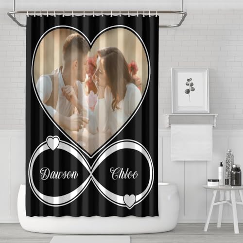 Personalized Shower Curtain Set Custom Photo Shower Curtains Modern Minimalist Home Bathroom Curtain Decor with 12 Hooks 72 Inch Wide * 72 Inch High - color: 1 Photo-2, size: 72"W x 72"L (Pack of 1)