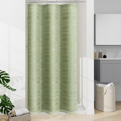 Small Stall Boho Farmhouse Shower Curtain with Tassel, Linen Bohemian French Country Chic Bathroom Shower Curtain Set, Modern Striped Textured Shower Curtain 36x72 - Olive Green - color: Olive Green, size: 36"W x 72"L (Pack of 1)