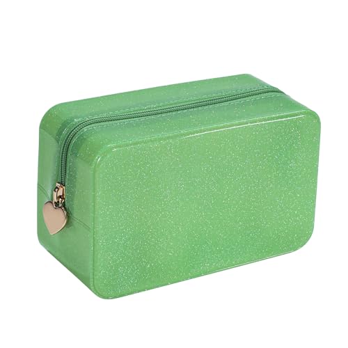 RSRSLEII Stardust Twinkle Jelly Travel Makeup & Toiletry Bag, Waterproof PVC Cosmetic Bag/Case for Women，Zipper SPF Beach Bag for Sunscreen Skincare and Daily Essentials (04Green) - color: 04Green