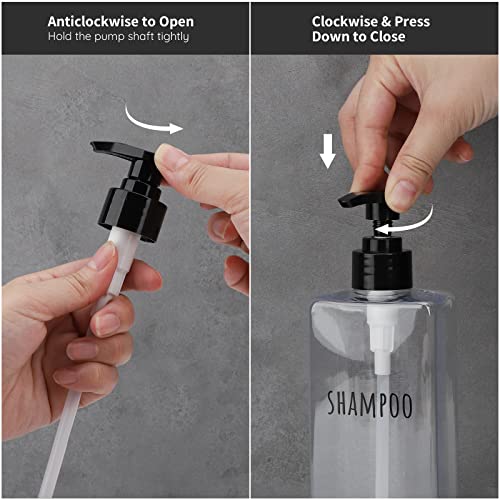 Segbeauty Clear Square Shampoo Bottles, 3pcs 16.9oz Refillable Plastic Lotion Dispenser with Pump, 500ml Empty Reusable Bathroom Shower Bottle Dispense Shampoo Conditioner Body Soap Liquid Gel - color: Clear, style: 16.9oz