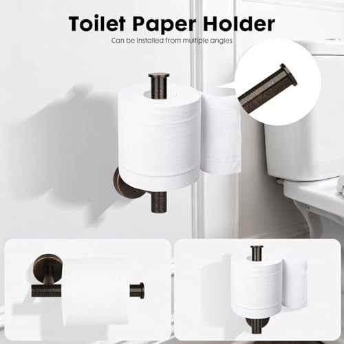 Oil Rubbed Bronze Bathroom Hardware Accessories Set 5 Piece, Stainless Steel Towel Bar Set 24 Inch,Toilet Paper Holder,Towel Ring Holder,Towel Rack Set,Brushed Bronze Bathroom Accessories Kit - color: Oil Rubbed Bronze