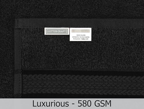 COTTON CRAFT Ultra Soft 12 Pack Wash & Face Cloths 12x12 - Highly Absorbent Bathroom Shower Kitchen Utility Towels - Use Everyday - Easy Care Machine Wash - Premium Ringspun Cotton 580 GSM - Black - color: Black, size: 12 Pack Wash Cloths