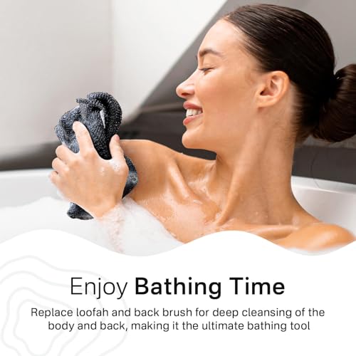 Yiclick Exfoliating Washcloth Towel- Exfoliating Body Scrubber Exfoliator, Back Scrubber for Shower Bath, Exfoliate Rags Wash Cloths, Loofah Lufa Sponge, Body Scrub & Exfoliation Women Men - color: Coal