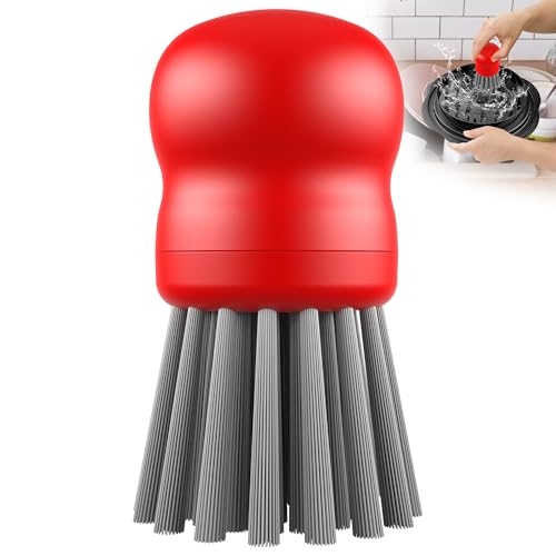 Mini Dish Brush for Cleaning Chicken Shredder, Palm Brush Dish Scrubber with Ergonomic Grip, Kitchen Brush for Washing Dishes, Pans, Pots, Sink (1, Red) - color: Red