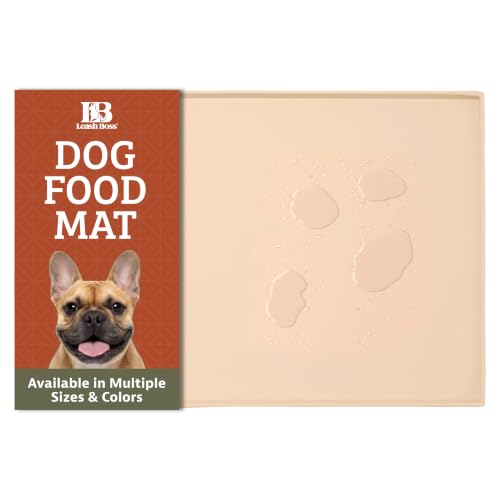Leash Boss Silicone Pet Bowl Mat - Non-Slip Surface Secures Dog Food Tray - Raised Edge Spill Guard Cat Water Mat - Dishwasher-Safe Silicone Tray for Dog Food & Water - XL 25 x 17 in, Beige - color: Beige, size: XL - 25" x 17"