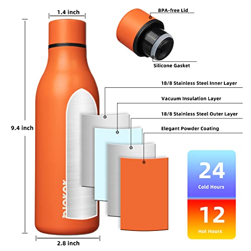 BJPKPK Insulated Water Bottles, 18 oz Stainless Steel Metal Water Bottle with Strap, BPA Free Leak Proof Jugs, Mugs, Flasks, Reusable Thermal Flasks for Sports & Travel, Orange - color: Orange, size: 18 Ounces, style: 18oz