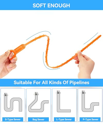 6 Pack Drain Clog Remover - Flexible Drain Snake for Effective Cleaning Hair and Debris in Sink or Bathtub, 20 Inch - style: 20 IN