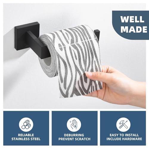 Toilet Paper Holder Matte Black, Angle Simple Stainless Steel Bathroom Tissue Roll Hanger, Open Sided Toilet Tissue Holder Wall Mount - color: Matte Black