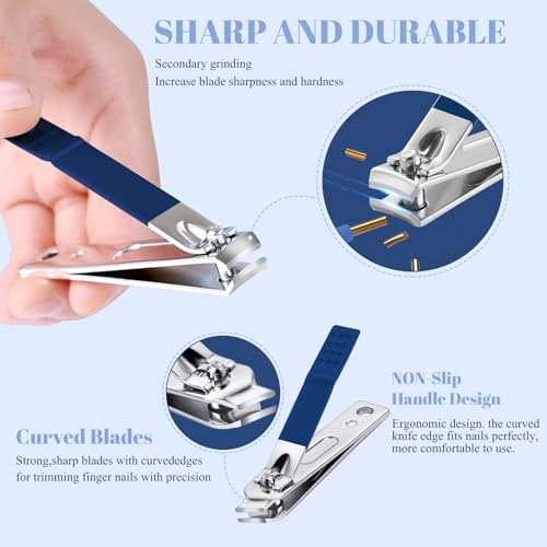 Manicure Set Pedicure Kit Nail Clippers Set Fingernail Clipper Set Ingrown Toenail Nail Kit Scissor Nail Trimmer Kit 18 Pieces Women and Men’s Care Grooming Tools with Fine Case (Dark Blue_18 Pieces) - color: Dark Blue_18 Pieces