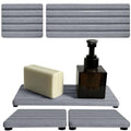 Set of 3 Diatomite Hand Soap Holder, Water Absorbing Stone Tray for Kitchen Countertop, Fast-Drying Bathroom Trays(1pcs 22 x 10cm + 2pcs 10 x 10cm Grey) - color: 1pcs 22 X 10cm + 2pcs 10 X 10cm Grey