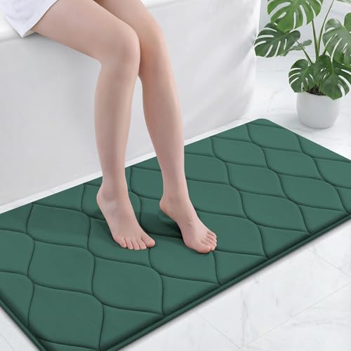 Smiry Memory Foam Bath Mat 47''x24'', Ultra Soft Non-Slip Bathroom Rug, Plush Water Absorbent Quick Dry and Machine Washable Floor Mat for Shower, Tub & Home Decor, Hunter Green - color: Hunter Green, size: 47''x24''