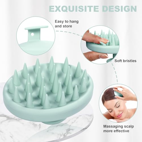 Meartchy Silicone Scalp Massager, Scalp Scrubber for Hair Growth with Soft Bristles, Scalp Exfoliator Brush Dandruff Removal Shampoo Brush for Wet Dry Scalp Care (Mint Green) - color: Mint Green