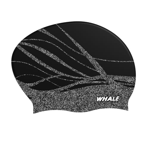 WHALE Extra Large Swim Cap Designed for Men and Women with Thick, Long Hair, Hair Extensions Or Afro-Textured Hair Long-Hair Swim Cap Highly Waterproof to Keep Hair Dry - color: Black