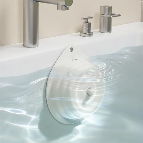 Bathtub Overflow Drain Cover Tub, Silicone Magnetic Bathroom Overflow Drain Cover, Overflow Drain Cover for Bathtub, Bathroom Spa Accessories, Adds Inches of Water to Your Tub for Deeper&Warmer Soak - color: White