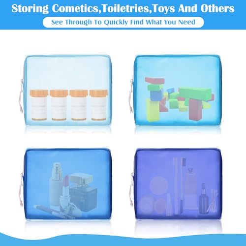 8 Pack TSA Approved Travel Toiletry Bags Frosted Translucent Leak-proof Cosmetic Makeup Bags for Women Men Travel Organizer Airport Security (Blue,8.5 x 6.3 x 2.9 Inch) - color: Blue, size: 8.5 x 6.3 x 2.9 Inch