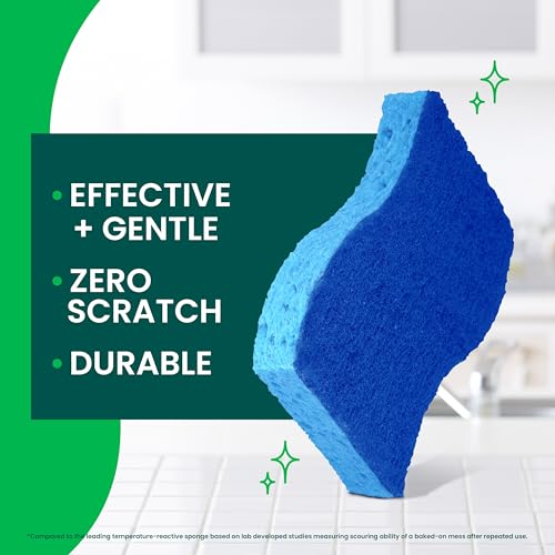 Scotch-Brite Zero Scratch Scrub Sponge, Kitchen Sponges for Cleaning Around the Home,Bathroom&More,Effective + Gentle Dish Scrubber,Best for Nonstick Pots and Pans,Safe on Most Surfaces (Pack of 45) - size: 45 Pack