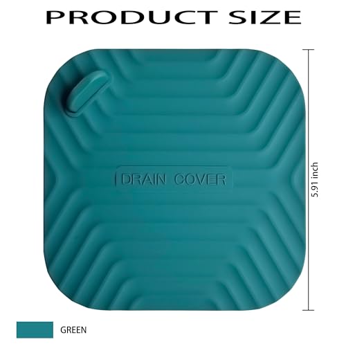 Shower Drain Cover Tub Stopper,2 Pieces Sewer Anti-Odor Mat Deodorizing Drain Plugs for Kitchen,Bathroom and Laundry(5.9x5.9 inch) Blackish Green - color: Blackish Green/2-piece Set