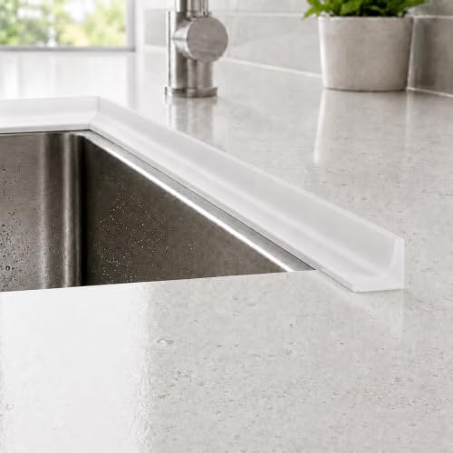 Shower Threshold Water Dam, 67 in Flexible Barrier, Transparent | Flexible peel-and-stick water barrier for shower thresholds, sink edges, and countertops; 67 x 0.79 x 0.47 in - color: Transparent, style: 67Inch