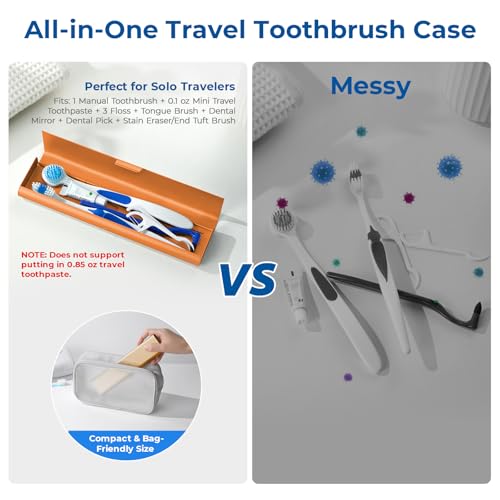 Wider Aluminum Toothbrush Travel Case, Portable Travel Toothbrush Holder, Durable Manual Toothbrush Box Container for Traveling, Bathroom, Camping, Business Trip, Orange - color: Orange, size: 1 Pack (Large)