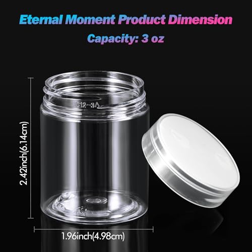 Eternal Moment 36 Pack 3 OZ Plastic Jars Round Clear Cosmetic Container Jars with Clear Lids, Perfect for Lotion, Slime，Cream, Ointments, Makeup, Eye Shadow, Samples, Pot, Travel Storage - color: Clear Lid, size: 3 Ounce