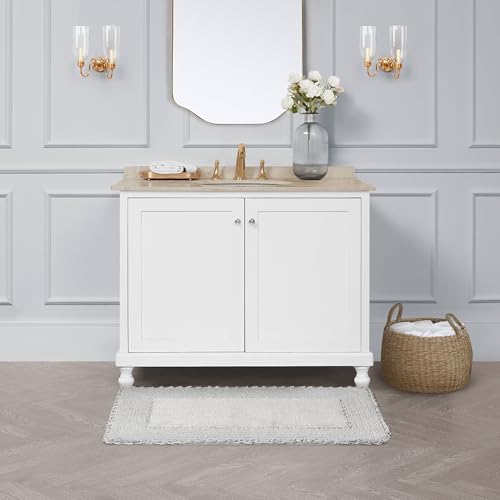 Laura Ashley Ruffle Border Light Grey 27"x 45" 100% Cotton Bath Rug - color: Light Grey, size: 2'3" x 3'9" (Rectangular)