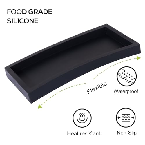 Silicone Bathroom Vanity Tray Dish Soap Holder Sink Organizer, Black | Small, Thickened Silicone, Easy to Clean, Waterproof, Non-Slip, for Countertop, Kitchen, Bedroom, Dresser - color: Black, size: 7.9" x 4.0"