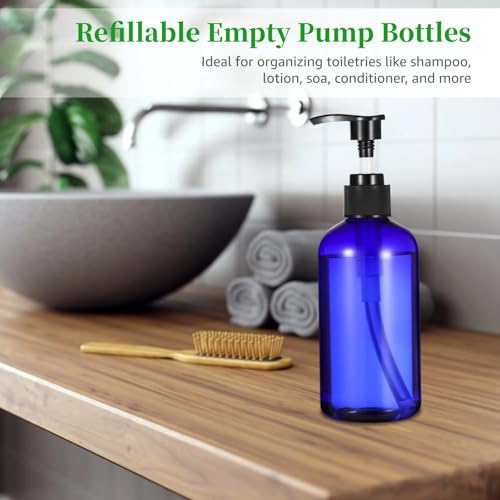 30 Pcs Empty Pump Bottles, 8 oz Refillable Lotion Dispensers | 250ml Capacity, Plastic Pump Bottles, For Shampoo, Conditioner, Cream, Lotion And Liquid Soap - color: Blue
