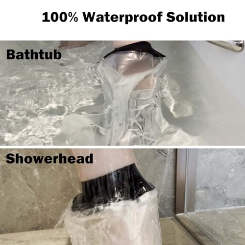 Cast Covers for Shower Leg, Waterproof Cast Cover for Showering, Cast Protector for Shower Leg Adult, Shower Boots for Foot after Surgery, Ankle, Foot (Diameter - 7.9") - color: Short Leg, style: Soft Black