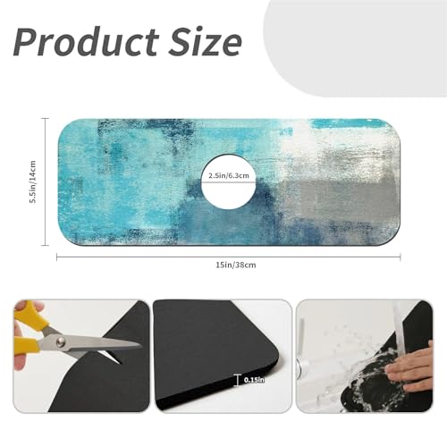 Kitchen Sink Splash Guard，Blue ocean Faucet Mat Sink Gadgets-Super Absorbent Fast Drying Mat Drip Catcher for Kitchen, Bathroom,Sink Mat, Dish Drying Mat, Bathroom(15" X 5.5" ) - color: Blue ocean