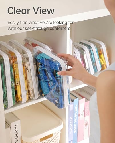 3 Pack Extra Large White Clear Hard Shell Zipper Case, Clear Storage Organizer Bins with Zipper, Water-Resistant Flat Storage Case for Board Games, Documents, Crafts, Toys, Travel - size: XL3