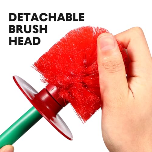 Cherry-Shaped Toilet Brush Set - Modern Dark Red Plastic Toilet Cleaning Kit with Stand for Bathroom (14.93 Inch)