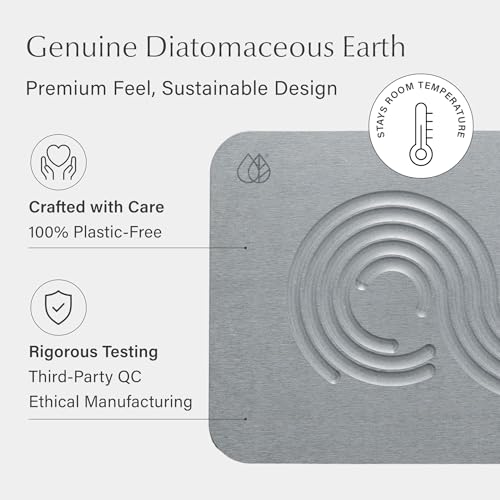 Dorai Home Stone Bath Mat Set - Premium Diatomaceous Earth Bath Floor Mats with Non-Slip Base, Fast-Drying Modern Shower Mat for Bathroom | Zen Ash, 2 Pack - 23.6"x15.4" - color: Zen Ash, size: 2 Pack