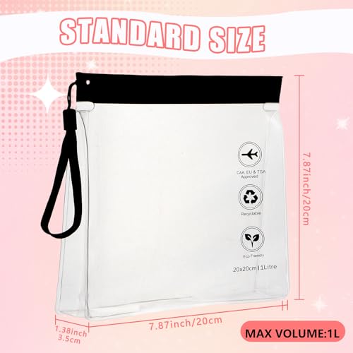 Reusable Quart Size TSA-Approved Toiletry Bag with Gusseted Bottom, Clear Makeup Cosmetic Bag Organizer, 4-Pack of 16 mil Quart Size Travel Bag for Toiletries, Carry-on Travel Accessories Essentials - color: Black
