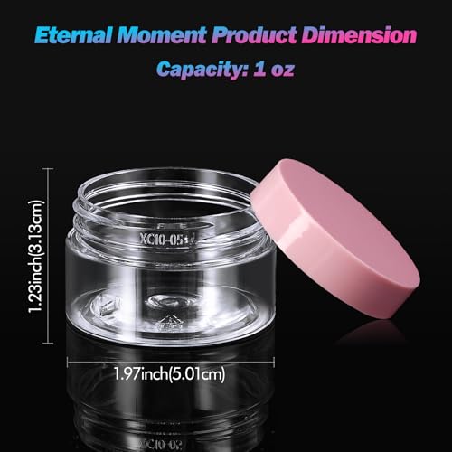 Eternal Moment 36 Pack 1 OZ Plastic Jars Round Clear Cosmetic Container Jars with Pink Lids, Perfect for Lotion, Slime，Cream, Ointments, Makeup, Eye Shadow, Samples, Pot, Travel Storage - color: Pink Lid, size: 1 Ounce