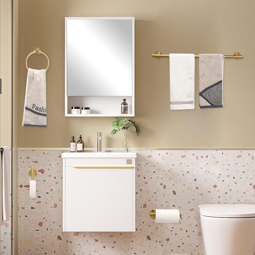 Brushed Gold Bathroom Hardware Accessories Set 5 Piece, Stainless Steel Bath Towel Bar Set 24 Inch,Toilet Paper Holder,Towel Ring Holder,Towel Rack Set,Gold Bathroom Accessories Kit - color: Brushed Gold