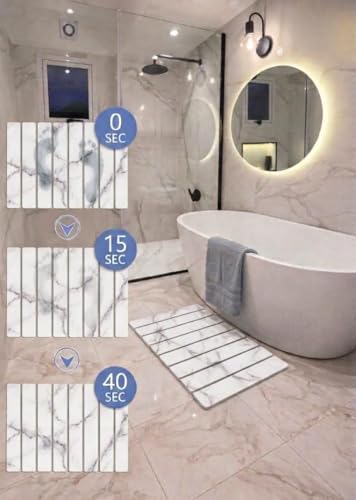 Premium Foldable Stone Bath Mat - Ultra Absorbent Quick Drying Compact Easy to Store & Clean Non-Slip Diatomaceous Earth Bath Shower Mat (Marble White) - color: Marble White