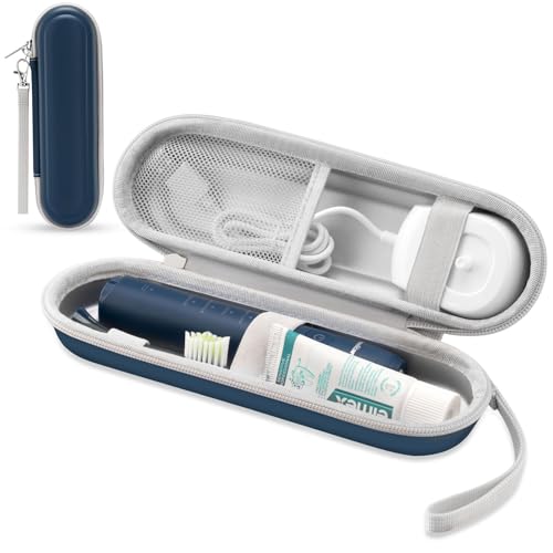 Toothbrush Travel Case for Oral B/Oral-B Pro 1000 1500 5000 7000 & Philips Sonicare 4100 1100 5300 5100 6100/iO Electric Toothbrush, Hard Protective Storage Bag (Deep blue) - color: Deep blue