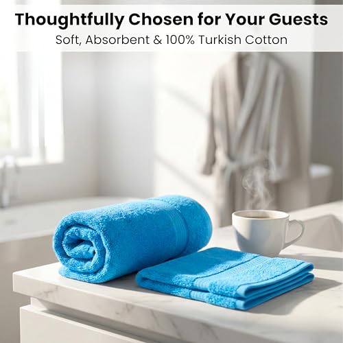SALBAKOS 100% Turkish Cotton 6-Piece Towel Set | Heirloom Quality Hotel & Spa Collection | Soft, Super Absorbent 2 Washcloth, 2 Hand, 2 Bath Towel Sets | Made in Turkey (Aqua, 6 Piece Towel Set) - color: Aqua, size: 6 Piece Towel Set