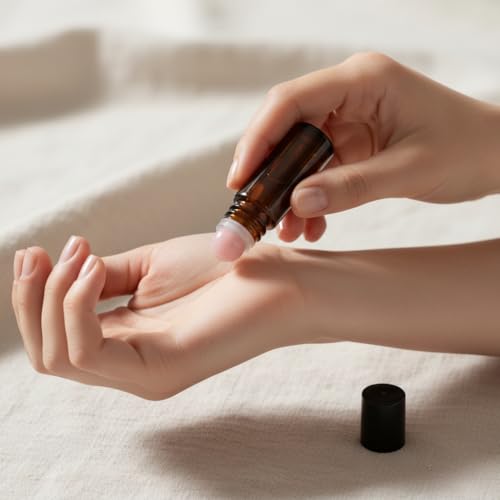 2 Pcs 1.7oz Amber Glass Roll On Bottles with Jade Roller Balls | Leak-Resistant Design for Essential Oils, Perfume & DIY Deodorant | Refillable, Includes Funnel & Opener (50ML Pink) - color: Pink