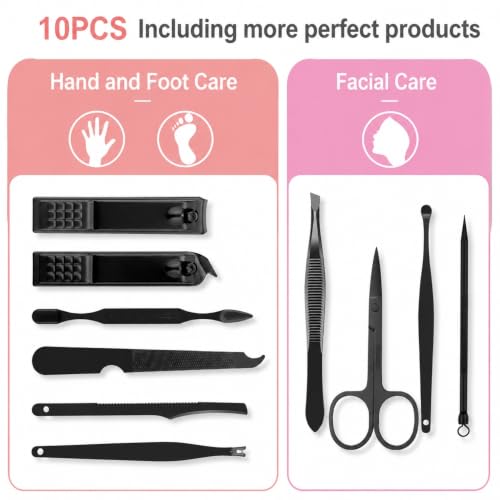 OKOMER Nail Clipper Set - Professional Manicure Set 10 PCS Stainless Steel Nail Kit with Travel Case, Nail Clippers Set Gift for Men Women - size: Small (Pack of 1)