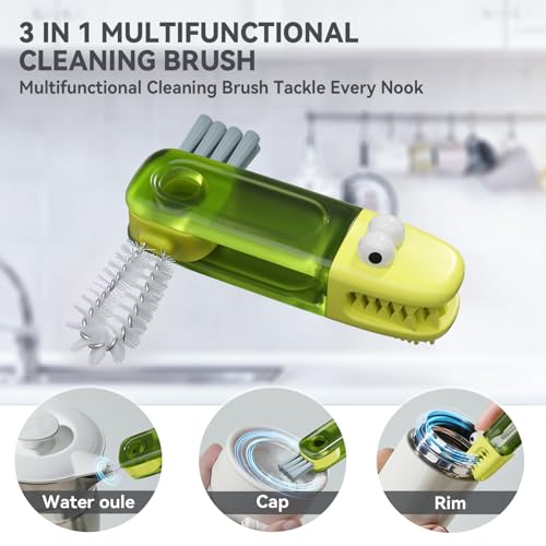 3 in 1 Cup Lid Gap Cleaning Brush Set, Multifunctional Bottle Cleaning Brush, Silicone Cup Lid Gap Cleaner, Home Kitchen Crevice Cleaning Tools (Multicolored-3PCS) - color: Multicolored-3pcs