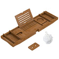 Bamboo Bathtub Tray for Luxury Bathroom, Expandable Premium Bath Tray with Soap Towel Book Holder, Luxury Spa Wooden Bath Table for Reading Laptop Over The Clawfoot Walnut - color: Walnut