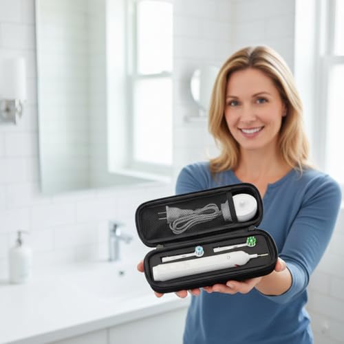 Travel Essentials/Travel Toothbrush Case Compatible for Oral-B Pro (1000 2000 3000 3500 1500) Electric Toothbrushes - Portable with Mesh Pocket for Accessories & Soft Lining Protection Only Case
