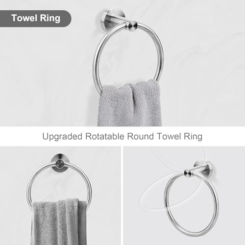 Brushed Nickel Bathroom Hardware Accessories Set 5 Piece, Stainless Steel Bath Towel Bar Set 24 Inch,Toilet Paper Holder,Towel Ring Holder,Towel Rack Set, Brushed Nickel - color: Brushed Nickel